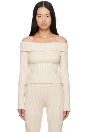 DANIELLE GUIZIO Off-White Thalia Off Shoulder Sweater