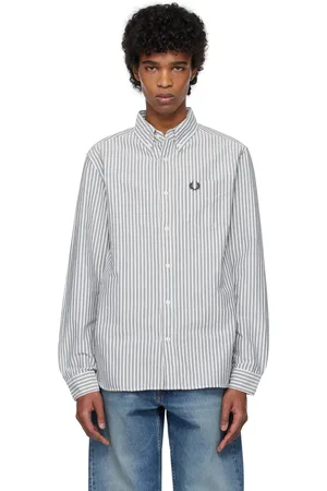 Fred Perry White & Blue Stripe Oxford Shirt