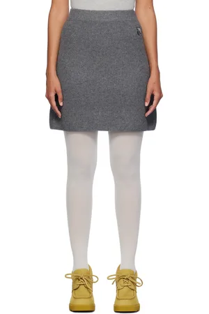 Maison Kitsuné Gray Bold Fox Head Patch Ribbed Miniskirt