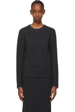 Totême Gray Chain-Edge Sweater