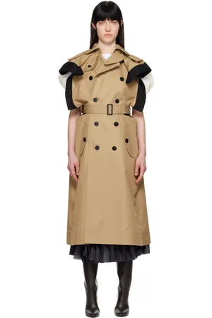 SACAI Beige & Black Double-Faced Silk Cotton & Gabardine Trench Coat