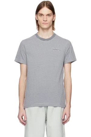Burberry White & Gray Striped Cotton T-shirt