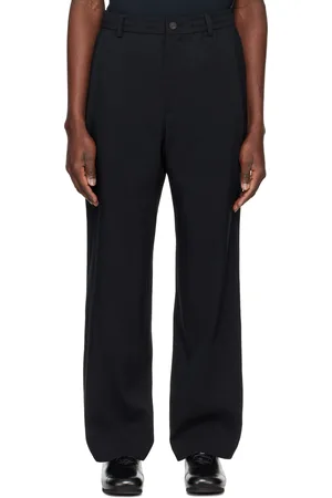 Solid Black Terry Banding Trousers