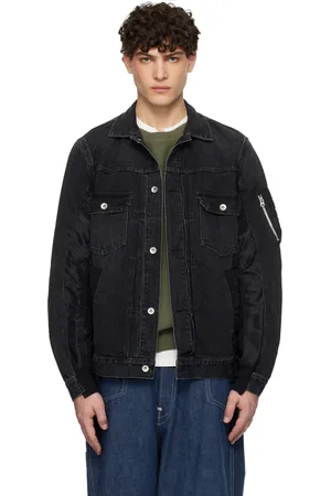 SACAI Black Nylon Twill Denim Jacket
