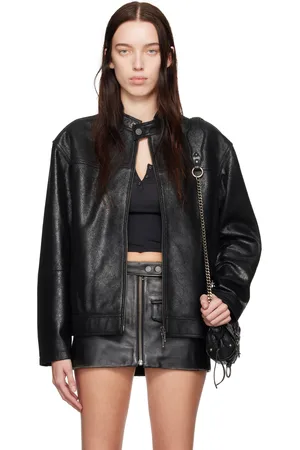 Guess Black Crackled Leather Jacket