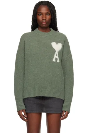 Ami Green Ami de Coeur Crew Neck Sweater