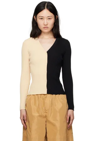 Staud Beige & Black Cargo Cardigan