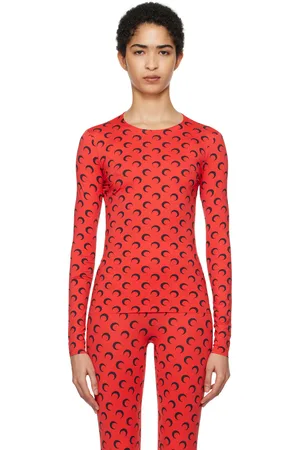 Marine Serre Red Recycled Moon Crewneck T-Shirt