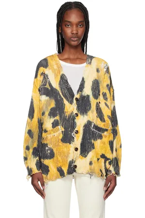 R13 Yellow Printed Oversized Cardigan