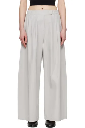 AMOMENTO Gray Three Tuck Banding Trousers