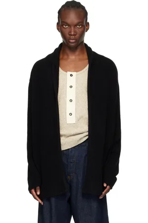 THE ELDER STATESMAN Black Italy Smoking Cardigan