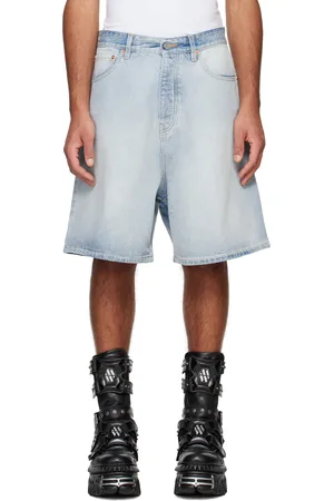 Vetements Blue Button-Fly Denim Shorts