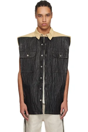 Rick Owens Black & Beige Hollywood Tommy Jumbo Denim Vest