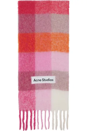 Acne Studios Pink & Orange Mohair Checked Scarf