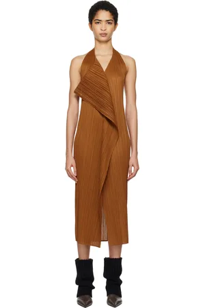 PLEATS PLEASE ISSEY MIYAKE Brown Monthly Colors November Maxi Dress