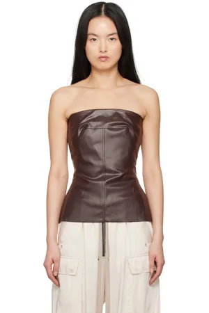 Rick Owens Brown Hollywood Bustier Denim Top