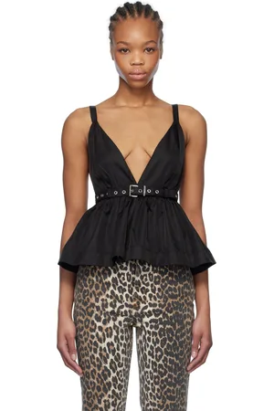 Ganni Black Duchesse Nylon Strap Top