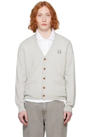 Maison Kitsuné Gray Bold Fox Head Patch Regular Cardigan