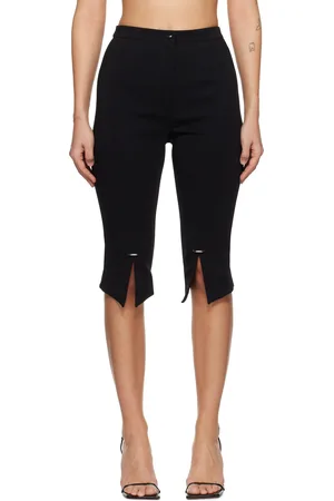 MUGLER Black Pierced Capri Shorts