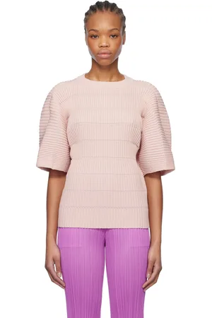PLEATS PLEASE ISSEY MIYAKE Pink Jiggly Knit Sweater