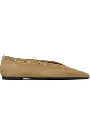 Totême Tan Suede Lace-Up Ballerina Flats