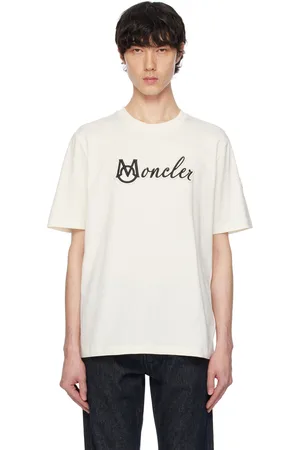 Moncler Off-White Embroidered Varsity Logo Cotton T-shirt