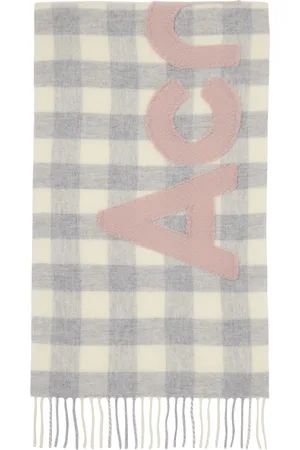 Acne Studios Gray & Off-White Check Logo Scarf