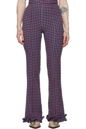 Ganni Blue & Red Check Trousers