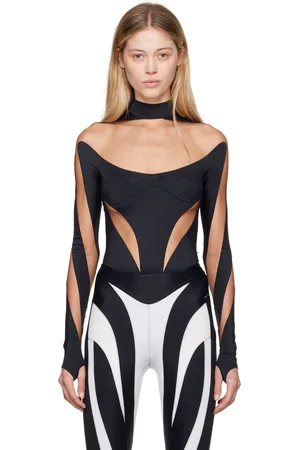 MUGLER Black & Brown Illusion Bodysuit