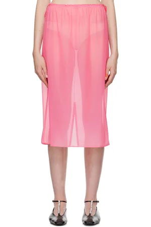Carven Pink Sheer Midi Skirt