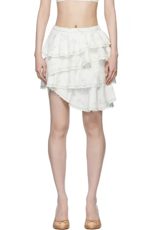 yuhan wang SSENSE Exclusive White Denim Miniskirt