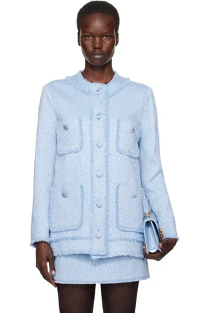 Dolce & Gabbana Blue Single-Breasted Raschel Tweed Jacket