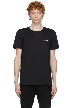 Balmain Black Flocked Logo T-Shirt