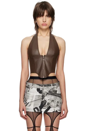Miaou Brown Hannah Jewett Edition Mara Faux-Leather Corset