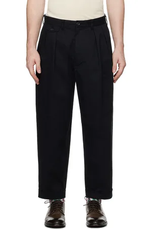 Beams Black 2 Pleats Chino Trousers