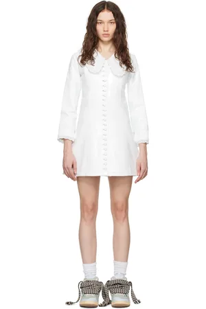 ERL White Buttoned Leather Minidress