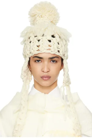 Comme des Garçons Off-White Wool Mix Crochet Beanie