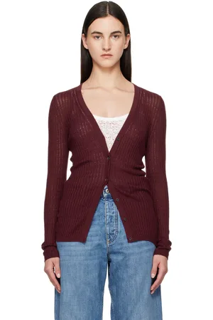 GABRIELA HEARST Burgundy Emma Pointelle Cardigan