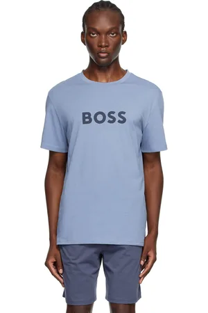 HUGO BOSS Blue Printed Large Logo T-Shirt