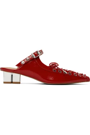 Ganni Red Lace-Up Mules