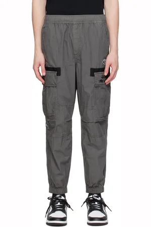 A Bathing Ape Gray Embroidered Cargo Pants