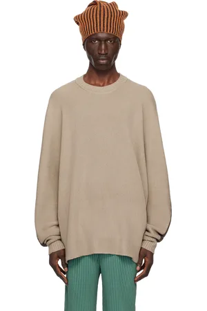 Issey Miyake Taupe Drawing Knit Sweater