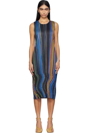 PLEATS PLEASE ISSEY MIYAKE Multicolor Warp Midi Dress