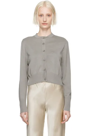 Silk Laundry Gray Cropped Cardigan