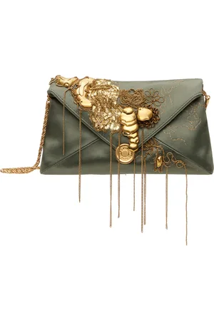 DRIES VAN NOTEN Green Small Envelope Clutch