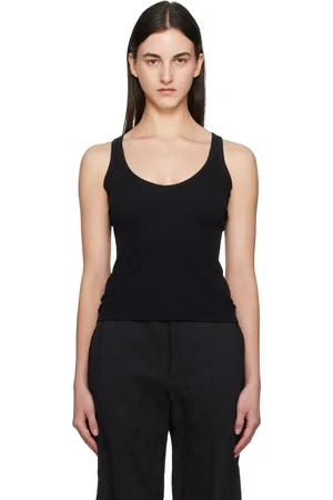 Maison Margiela Black Cotton Ribbed Tank Top