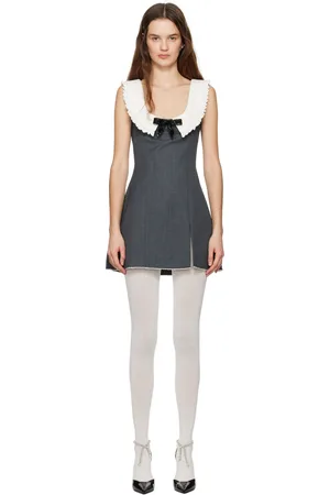 Shushu/Tong Gray Round Neck Sleeveless Minidress