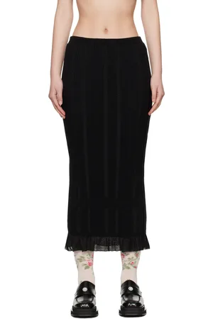 Simone Rocha Skinny Rib Frill Midi Skirt