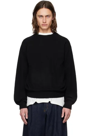 THE ELDER STATESMAN Black Simple Sweater