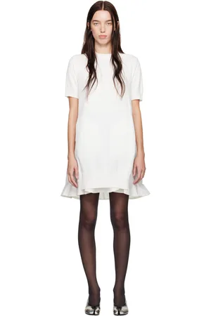 SACAI Off-White Nylon Twill & Knit Minidress